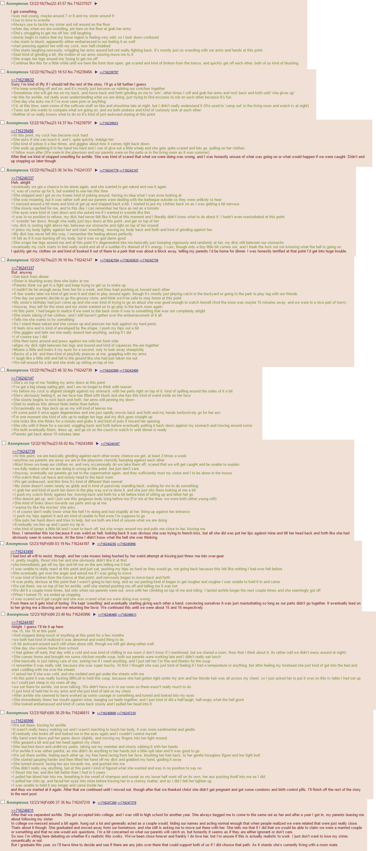 Anon's wrestling sessions with his sister degrade into grinding sessions